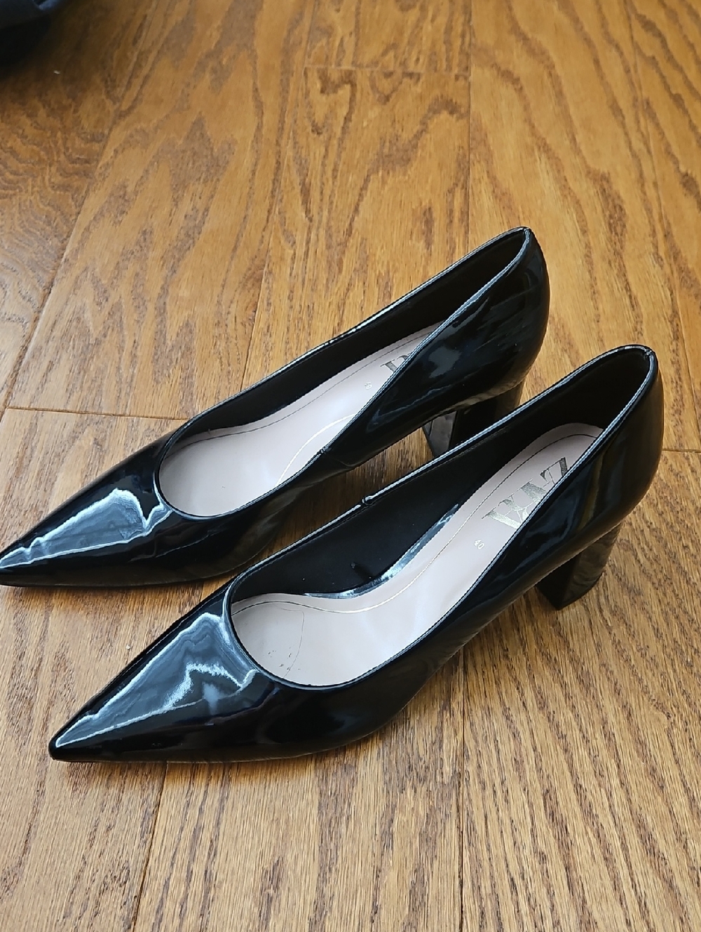 Zara patent leather block heel Shoes Sz 40 - Picture 4 of 7